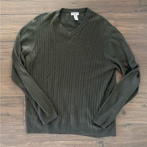 Earth Green V-Neck Dress Sweater